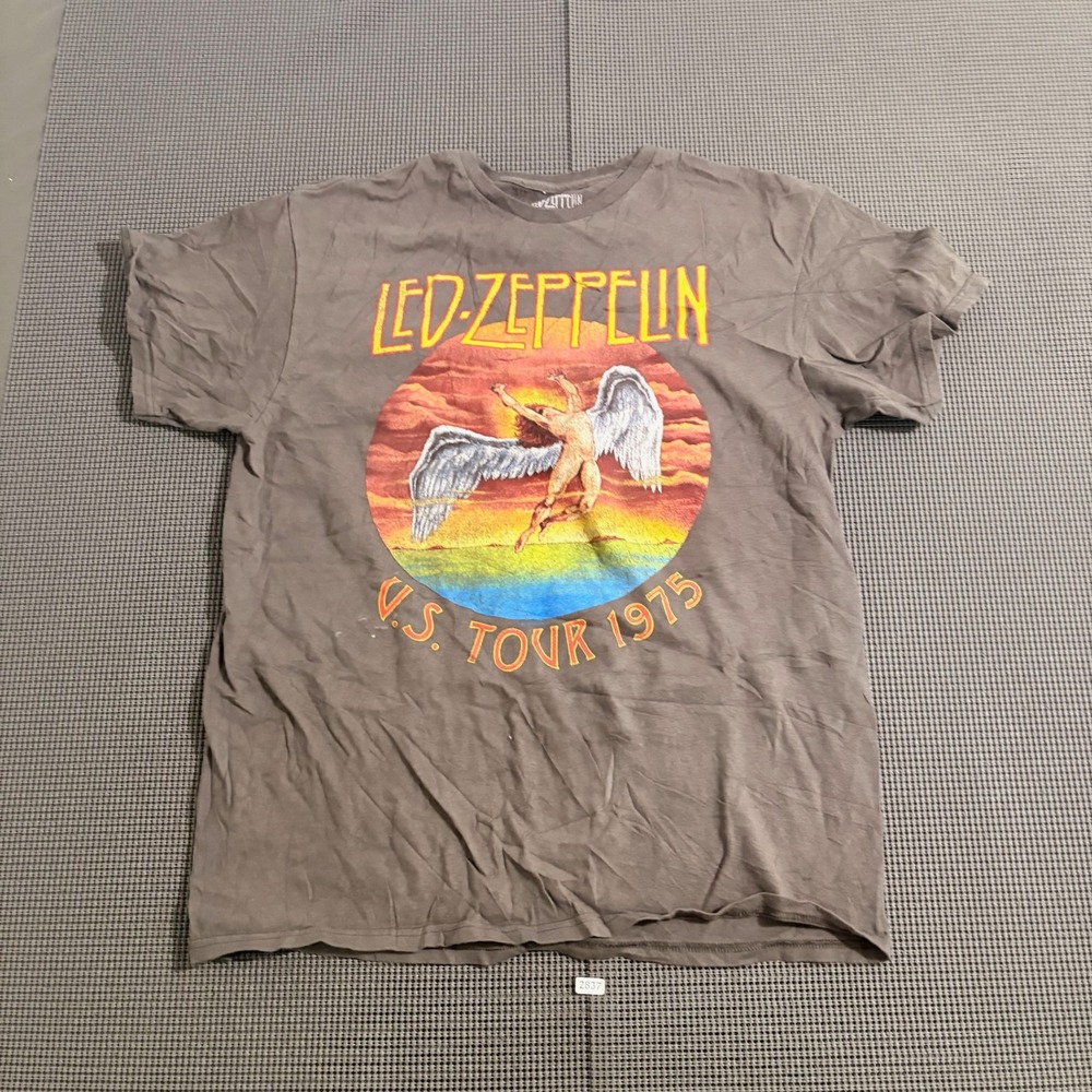 Led Zeppelin U.S. Tour 1975 Graphic T-Shirt Gray Size L